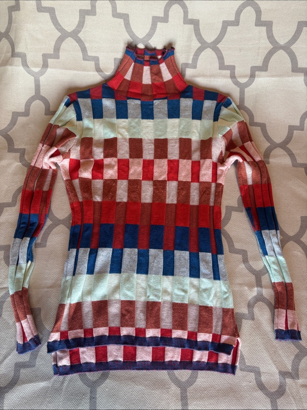 Colorblock Ribbed Turtleneck Sweater - Multicolor - Picture 3 of 10